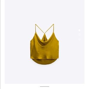 Zara flowy neckline top with spaghetti straps